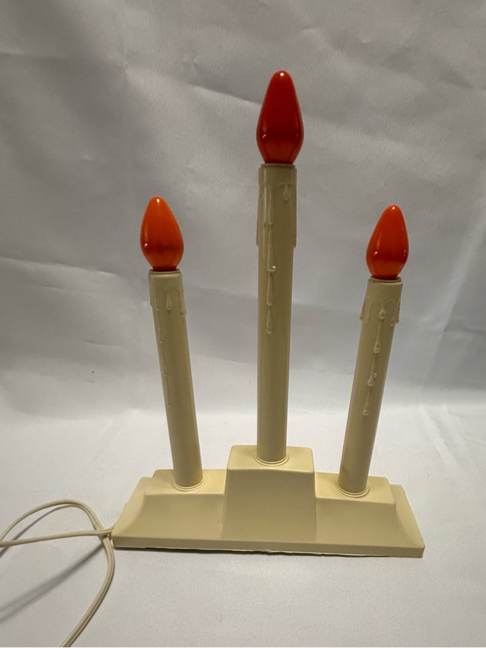 Vintage Cream Electric Candelabra Orange Bulbs